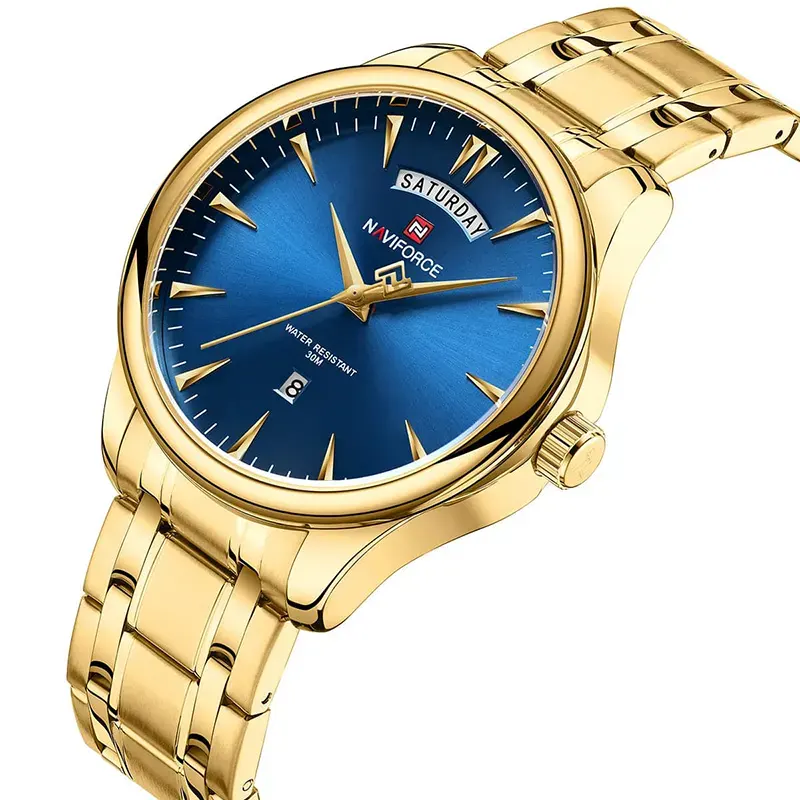 Naviforce NF9213 Blue Dial Gold-tone Men's Watch